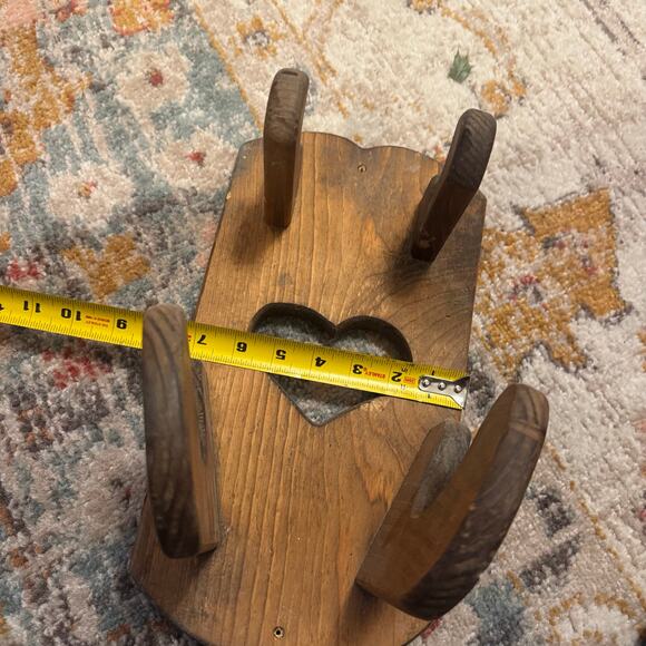 Vintage 90s Heart Wall Shelf Bathroom Iron Hair Dryer Organizer Oak Cottage Core - Picture 3 of 5